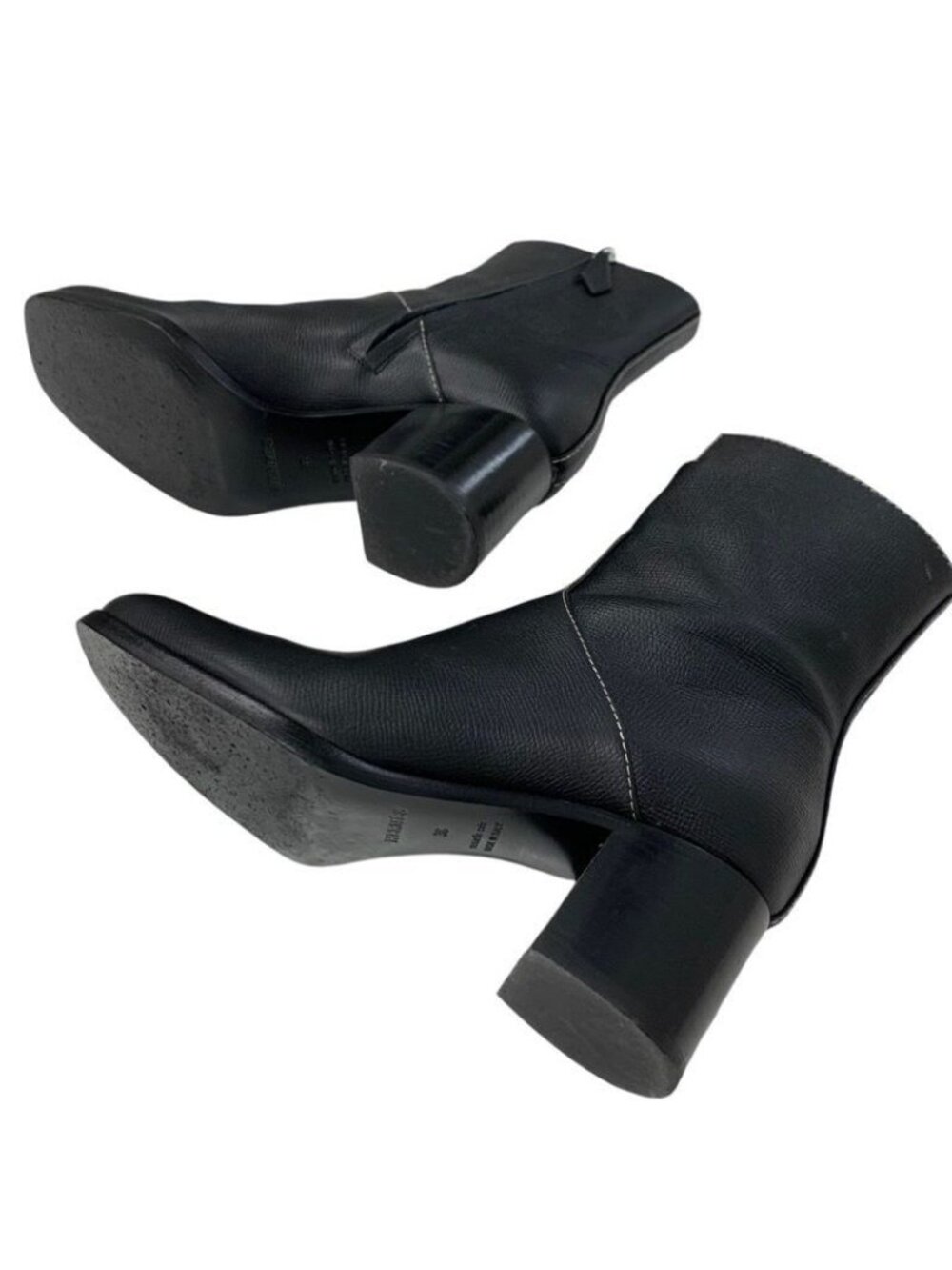 Hermes Flats Boots Short Shoes Leather Black Stitching - Picture 7 of 10